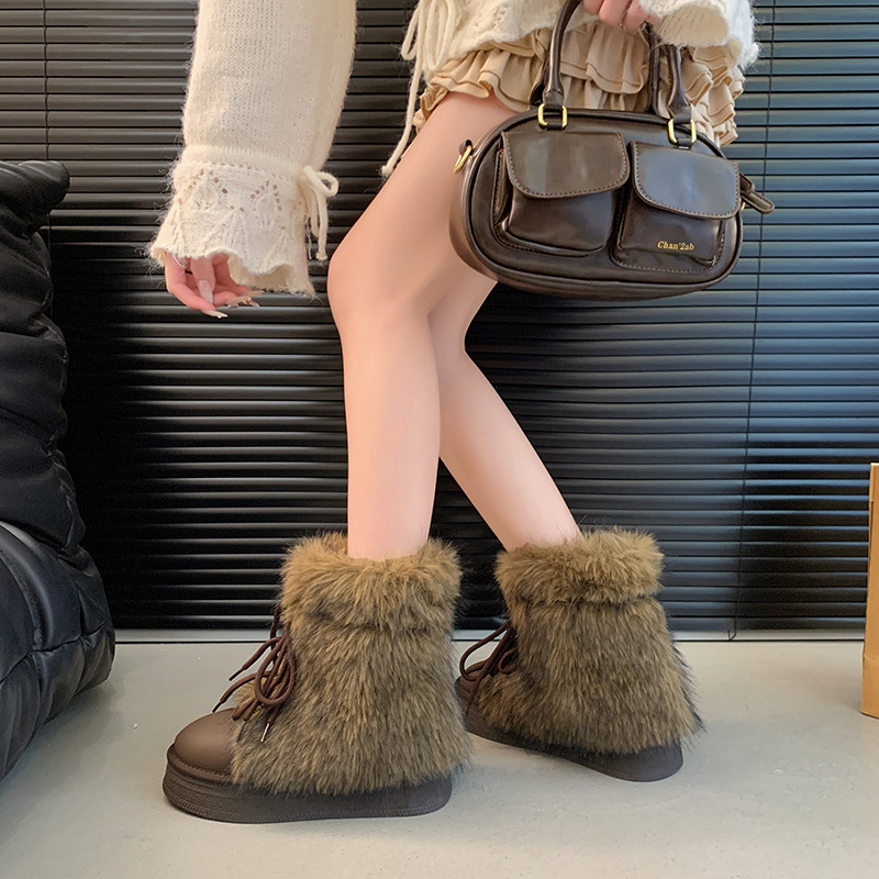 Designer shoes hot free shipping Fashionable and trendy snow boots with thickened fleece and increased height women's new winter warm cotton boot