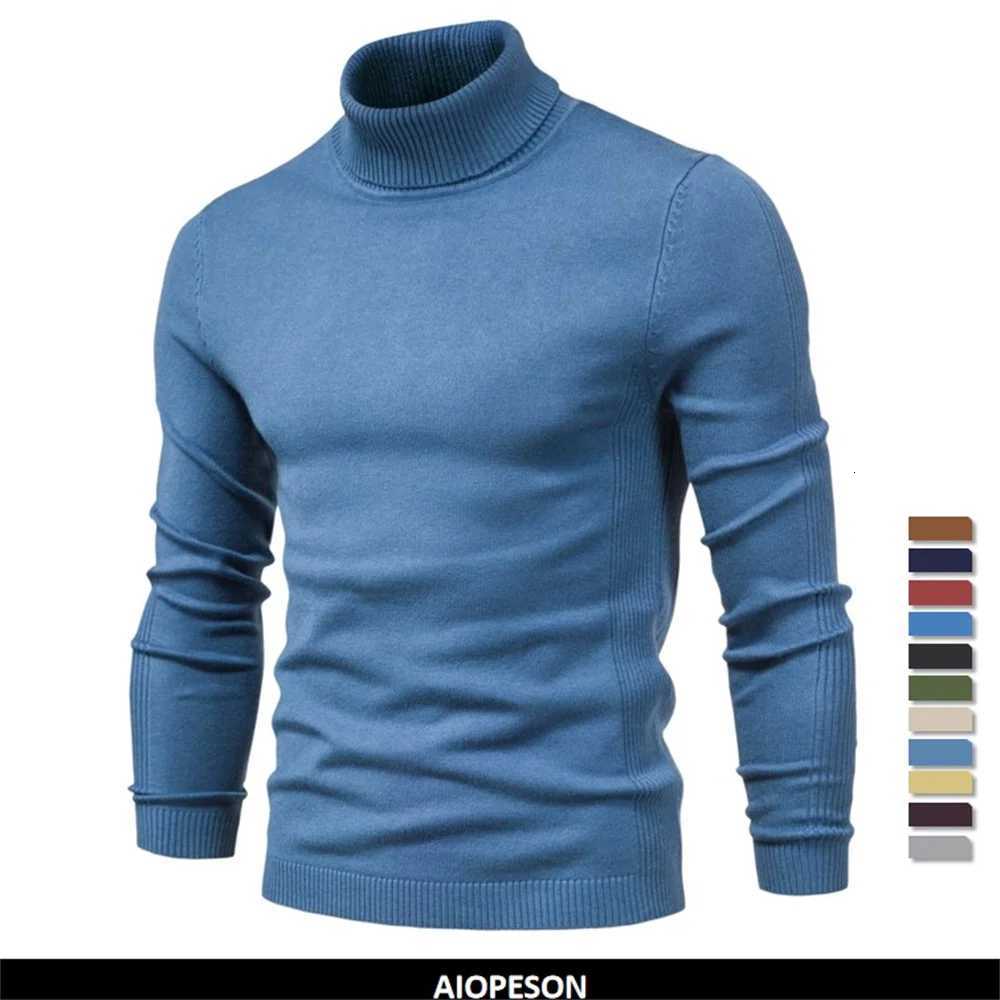 New Winter Turtleneck Thick Mens Sweaters Casual Turtle Neck Solid Color Quality Warm Slim Turtleneck Sweaters Pullover MenXJ251022