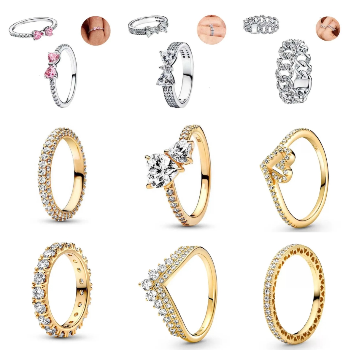 Designer Ring S925 Silver Ring Gold Ring: Women's Ring Full Diamond Love Couple Ring Bow Ring Women's Wedding Ring