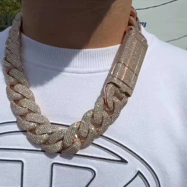 Big Size 30mm Hip Hop Jewelry Iced Out Miami Cuban Chain S925 Sterling Silver VVS Moissanite Rapper Cuban Lidynamic Chain Necklace