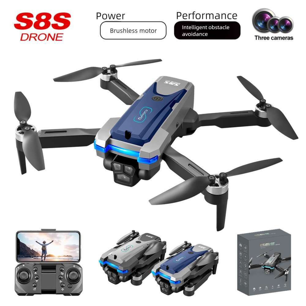 New S Obstacle Avoidance Triple Camera Aerial Photography Quadcopter Brushless Motor Remote Control Airplane Drone