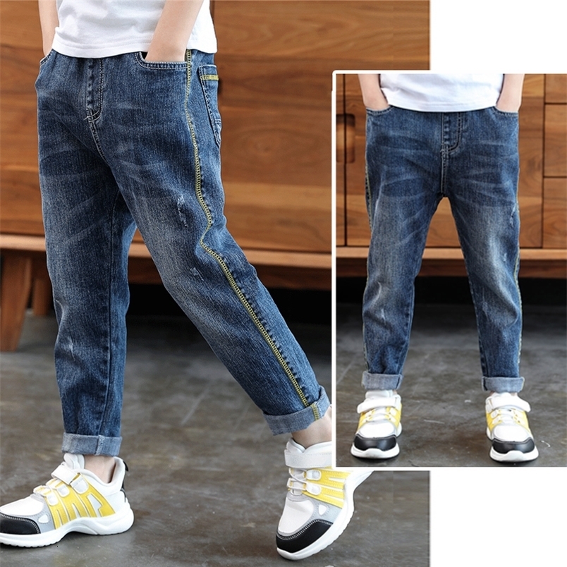 Jeans IENENS Fashion Kids Boys Jeans Children Baby denim Trousers Clothing Boys Elastic Waist Super Thin Pants 230406