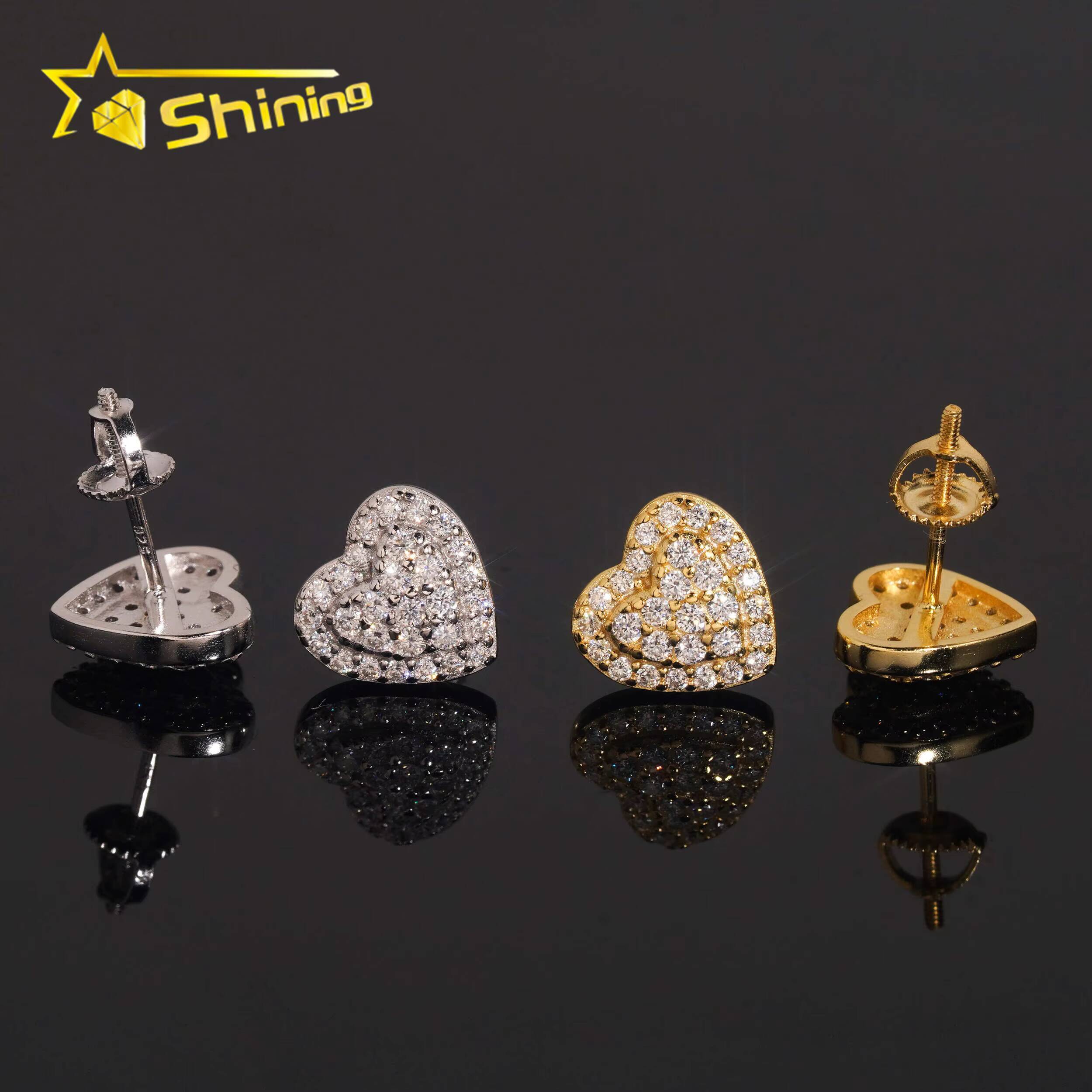 USA Warehouse Heart Shape Moissanite Earrings VVS Fine Jewelry Elegant Women 925 Silver Earrings Daily Wear Designer Earrings