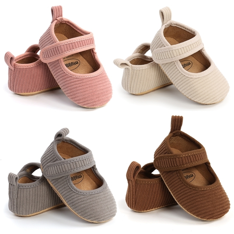 First Walkers Baby Girls Casual Corduroy Shoes Headband Set Infant Toddlers Anti-slip Rubber Soft-Sole First Walker born Bow-knot Shoe 230314