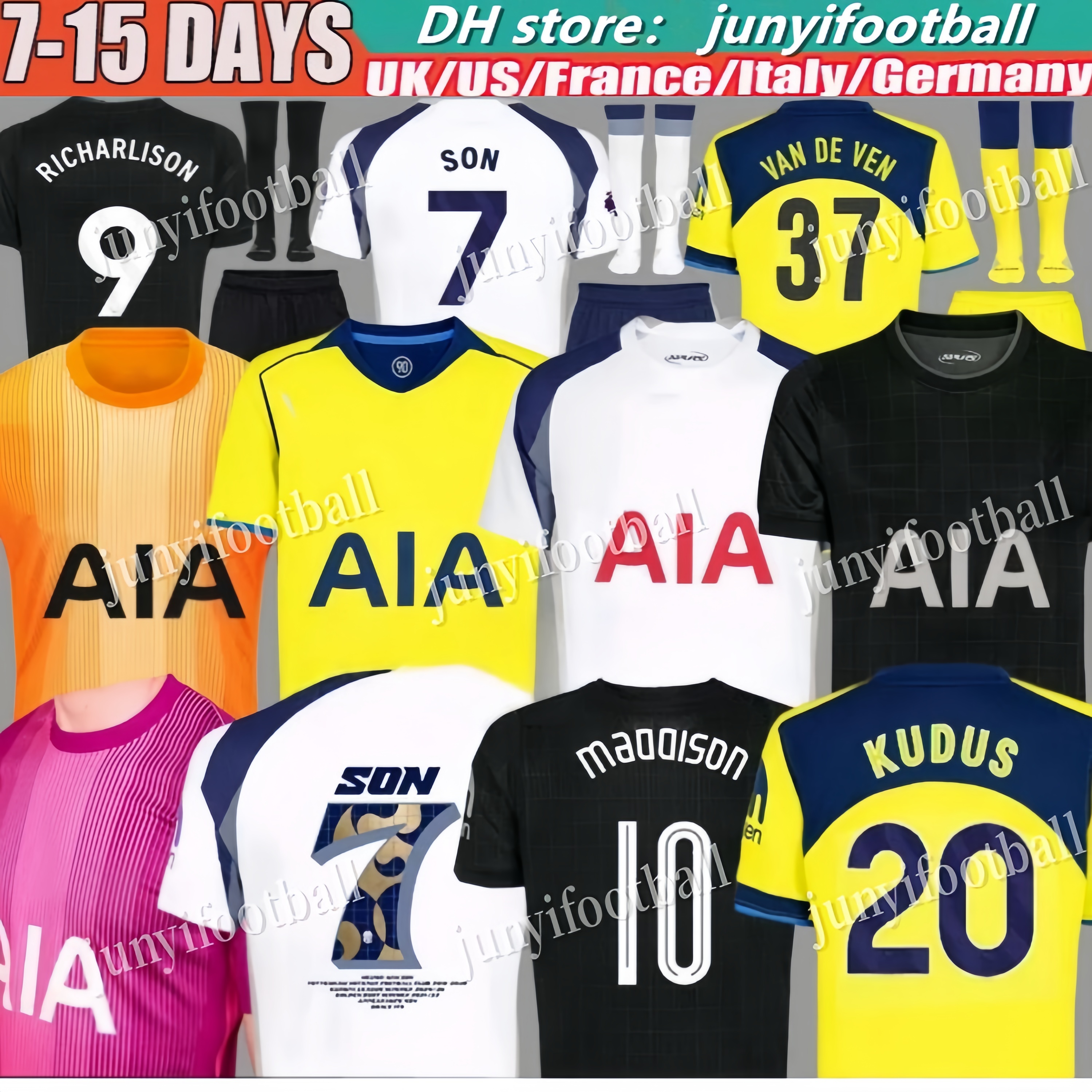 Tottenhamjersey 25 26 Soccer Jerseys XAVI Men Kit Kids TEL SOLANKE SON KUDUS MADDISON RICHARLISON ROMERO VAN DE VEN BISSOUMA Tottenhames Football fans players