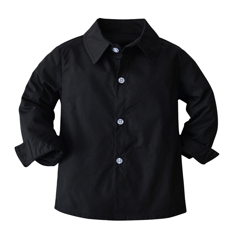 Kids Shirts Spring Autumn Baby Boy Shirts Black Long Sleeve Lapel Cardigan Shirt Casual Kids Gentleman Blouses Tops Toddlers Boys Clothes 230317