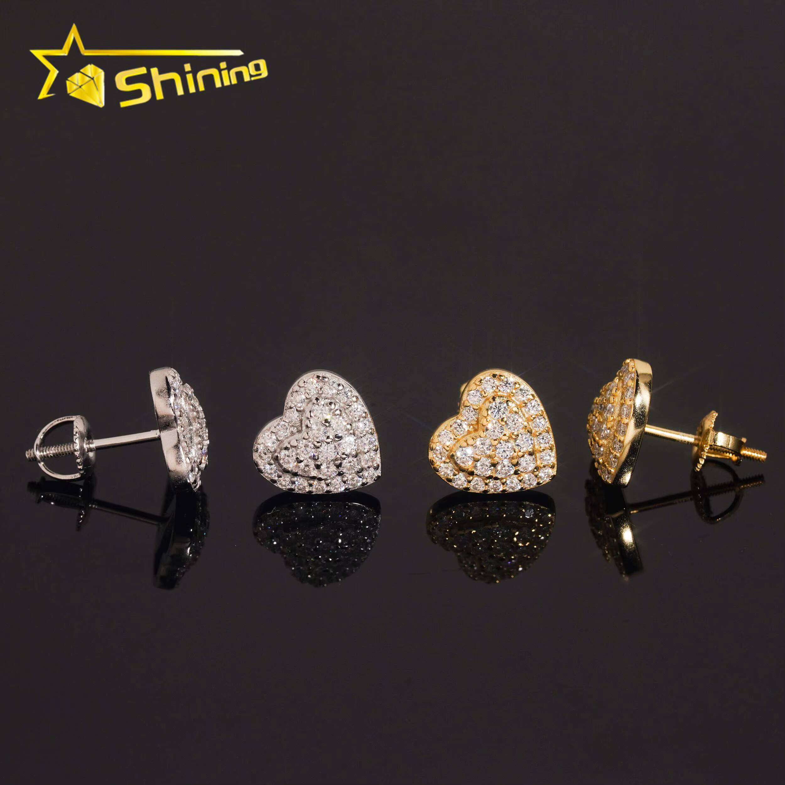USA Warehouse Heart Shape Moissanite Earrings VVS Fine Jewelry Elegant Women 925 Silver Earrings Daily Wear Designer Earrings