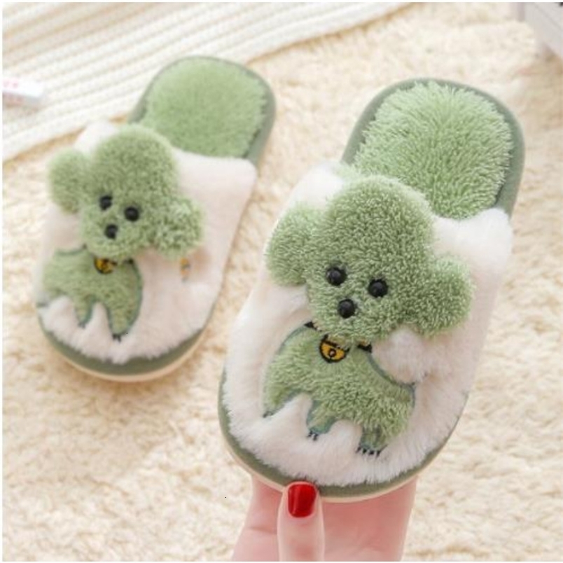 Slipper Winter Slippers for Boy Girl Dog Cartoon Cute Warm Flat Shoes Children Non-Slip Home Indoor Fashion Kids Slides Flip Flops 230301