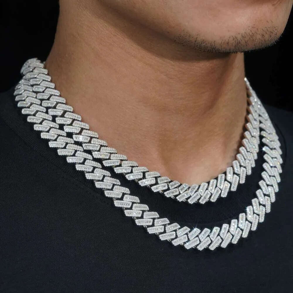 Necklace Jewelry Cuban Link Chain Custom Vvs Moissanite 20MM Rhombus Iced Out Sterling Sier Pass Dia Test Hip Hop Chains for Men Jewelery
