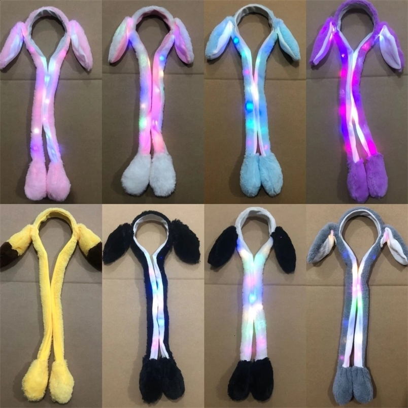 Led Rave Toy 1pc LED Light Up Rabbit Headband with Moving Ears Luminous Kids Adult Christmas Gifts Bunny Long Plush Toy HairHoop Party Props 231109