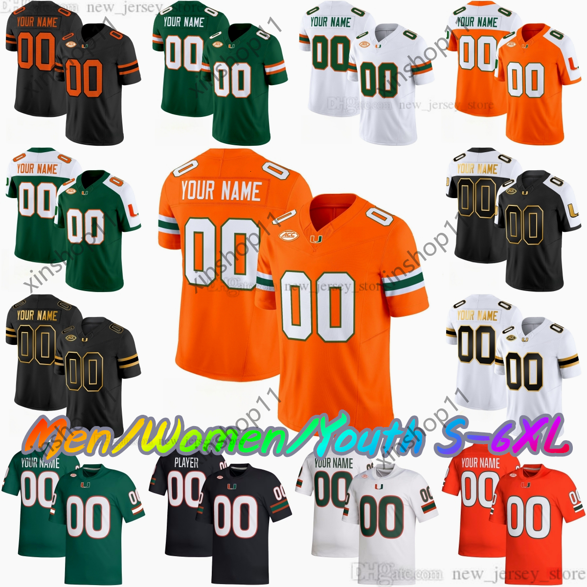 2025 Custom S6XL Miami Hurricanes New Football Jersey 1 Cam Ward 17 Emory Williams 4 Mark Fletcher Jr 9 Elija Lofton 52 Ray Lewis Ed Reed Ajay Allen S