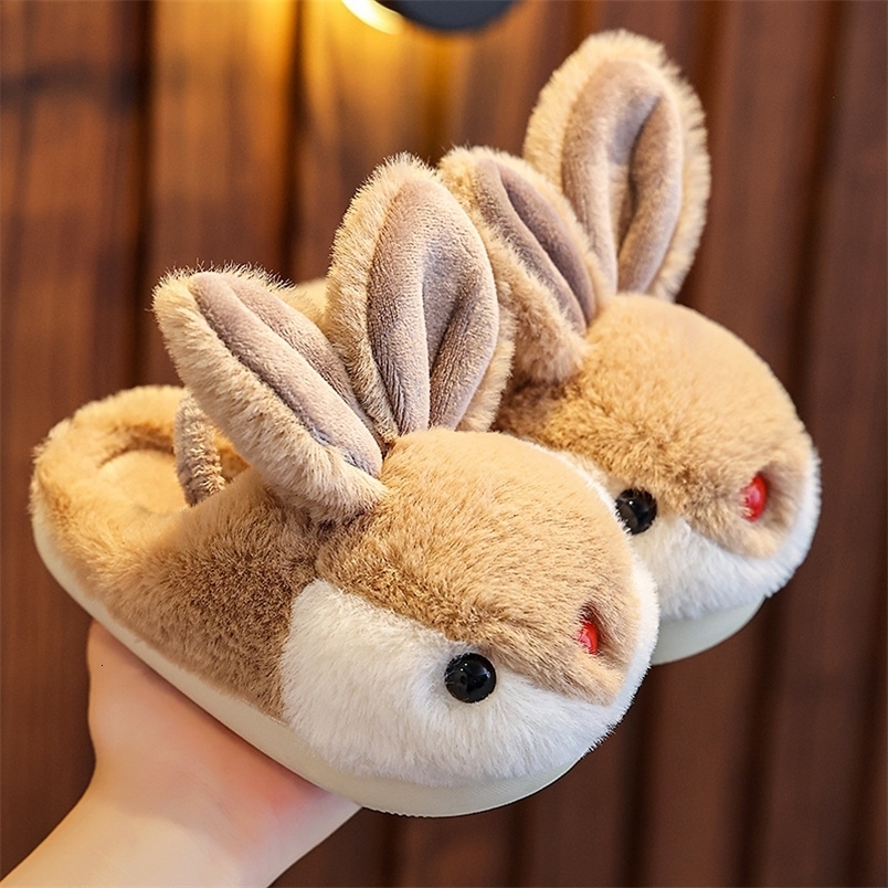 Slipper Children's Cotton Slippers Boys Girls' Cartoon Cute Rabbits Plus Warm Home Slippers Antiskid Baby Shoes Kids Winter Shoes 230301