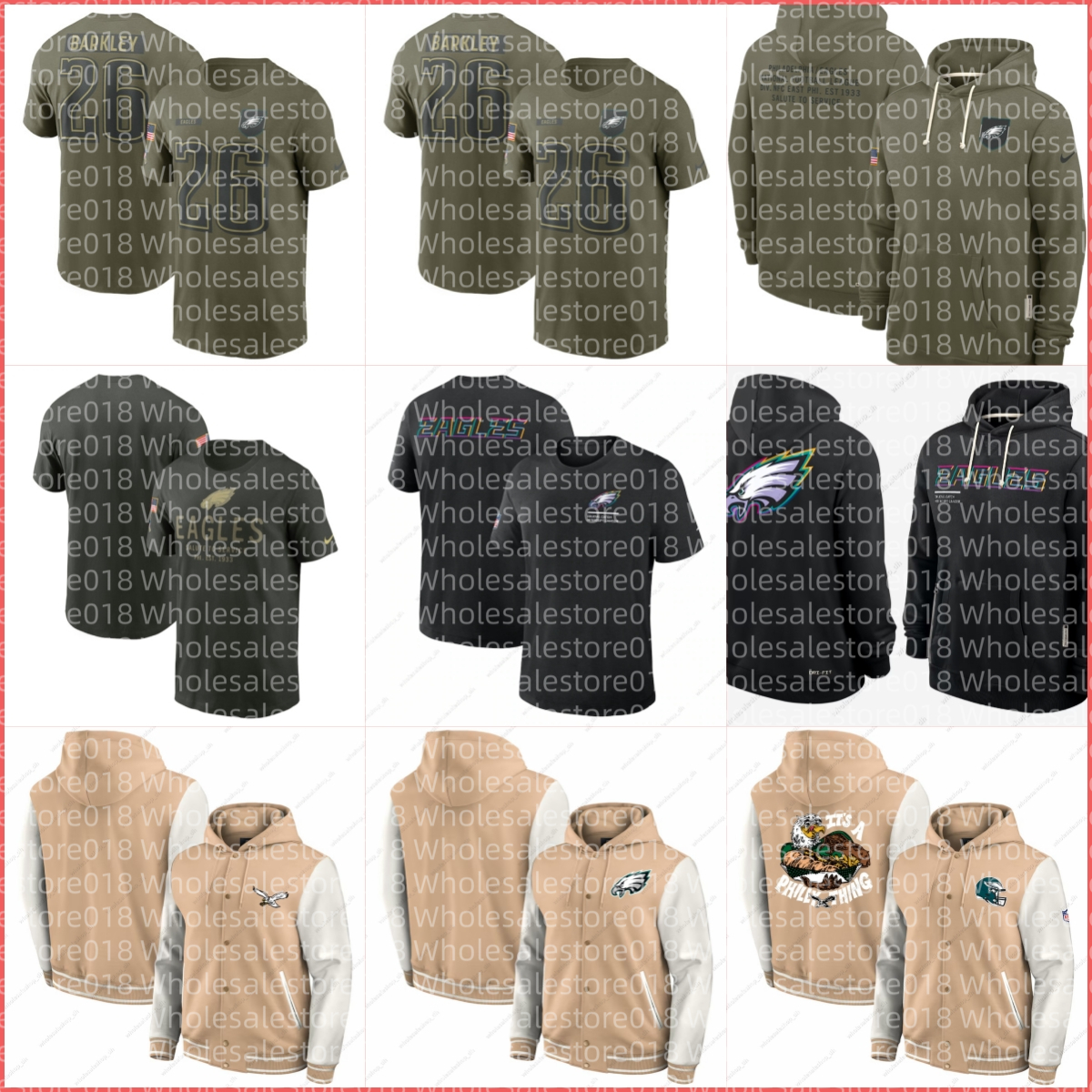 Eagles Men Black 2025 Crucial Catch Sideline Standard Issue Hoodie Beige Jacket Women Youth Olive T-Shirt
