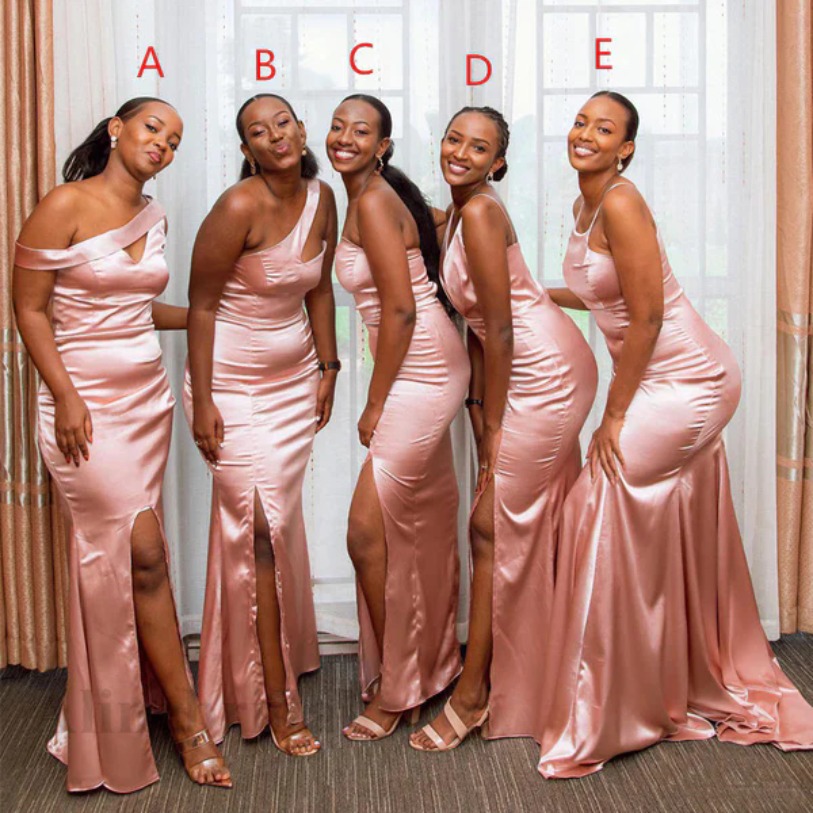 Blush Pink Bridesmaids Dresses Mermaid Sleeveless Summer Wedding Guest Dress Women Evening Party Maid of Honor Gowns 9P30