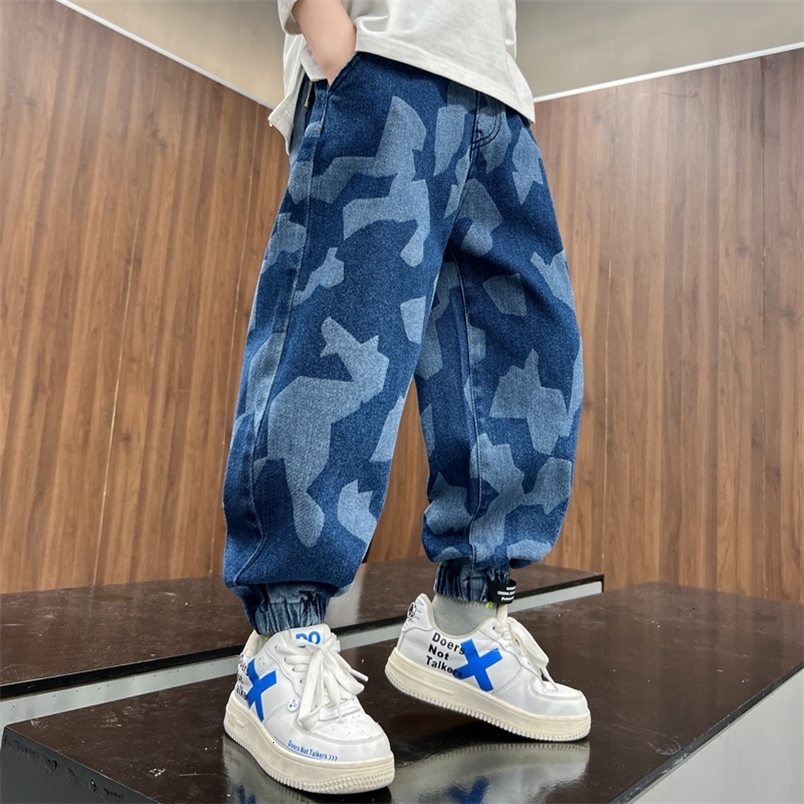 Jeans Boys Graphic Printing Jeans Fashion Autumn Clothes Children's Jeans Spring and Autumn Outer Wear Trousers 5 to 16 Years 230306