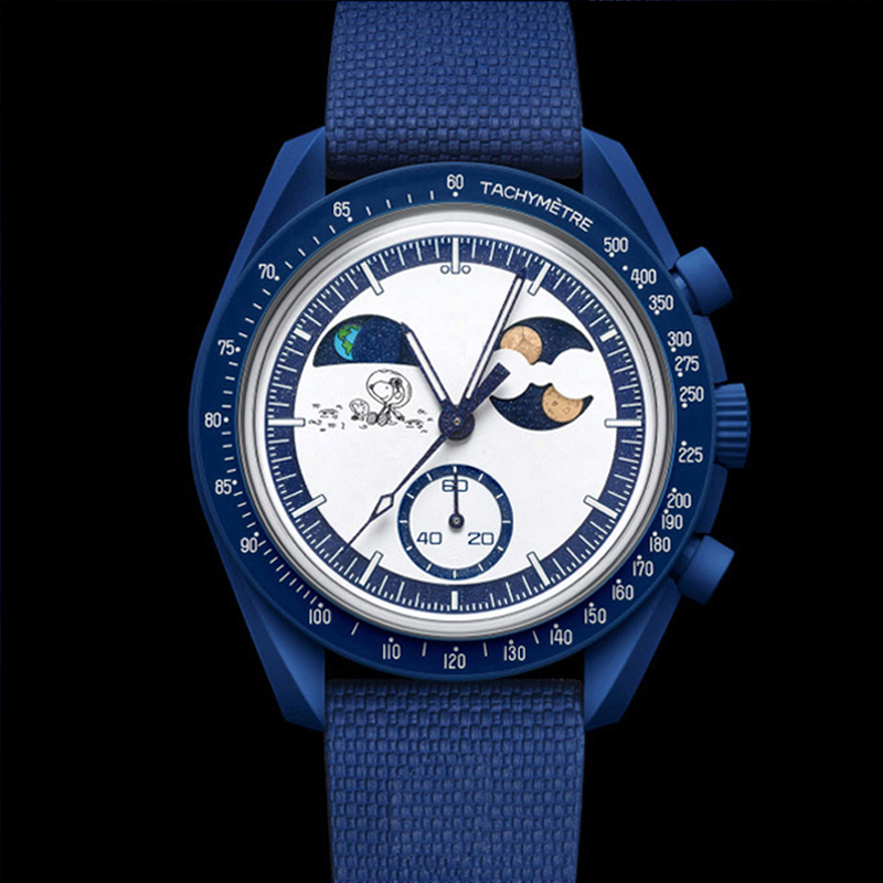 Bioceramic Planet Moon Mens Watchs High Quality Full Fonction Chronograph Mens Watchs Watch Sobre en cuir Immasé Luminal Limited Limited Edition