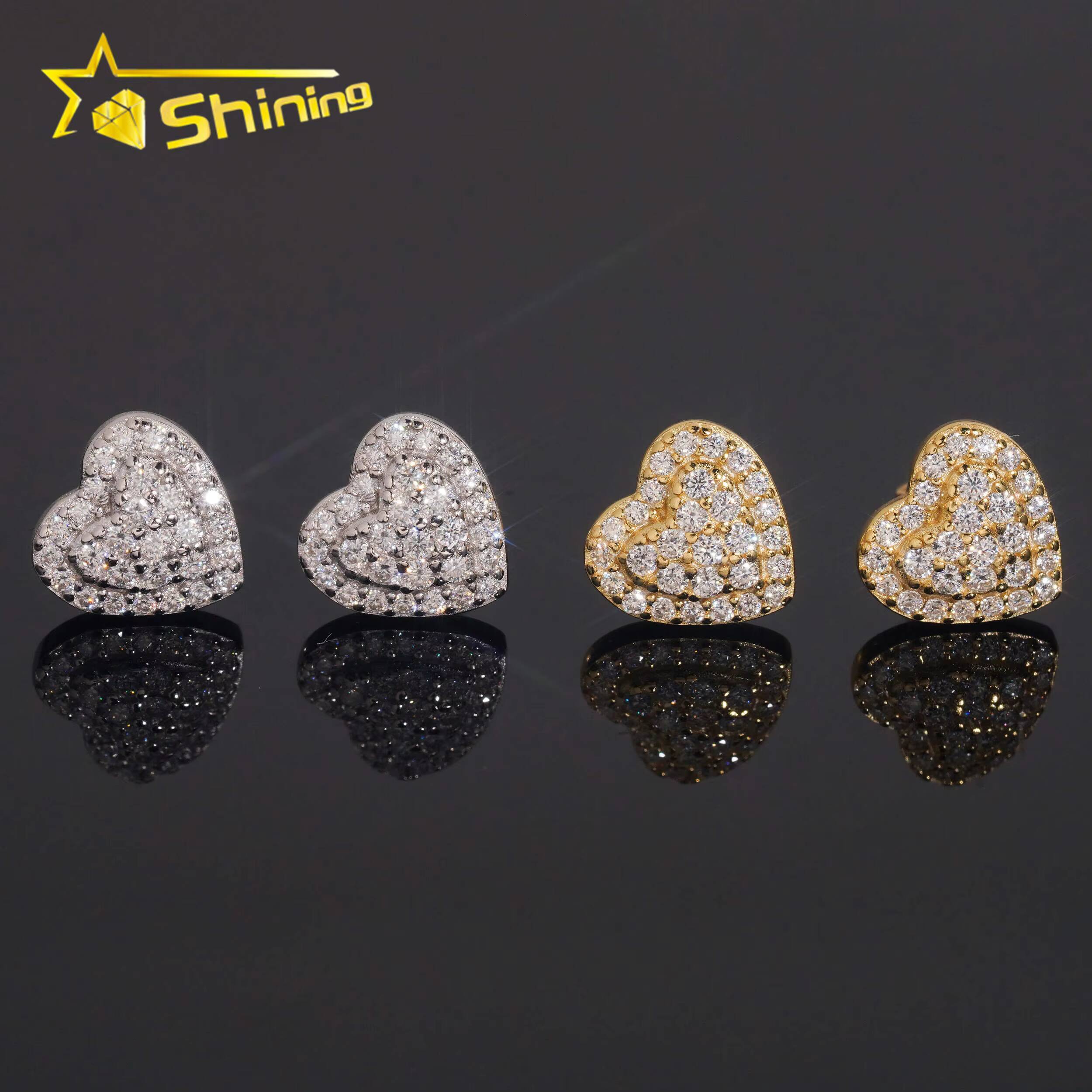 USA Warehouse Heart Shape Moissanite Earrings VVS Fine Jewelry Elegant Women 925 Silver Earrings Daily Wear Designer Earrings