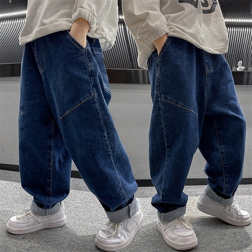 Jeans Arrivals Children's Jeans Spring Autumn Mid Waist Pants For Boys Casual High Quality Denim Trousers Teen Boys 5-14Years Old 230306