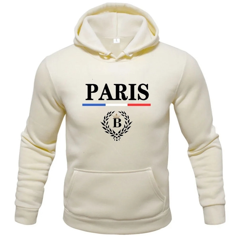 casual sports spring and autumn mens hoodie letter PARIS couple street hiphop leisure loose fitness pullover 240430