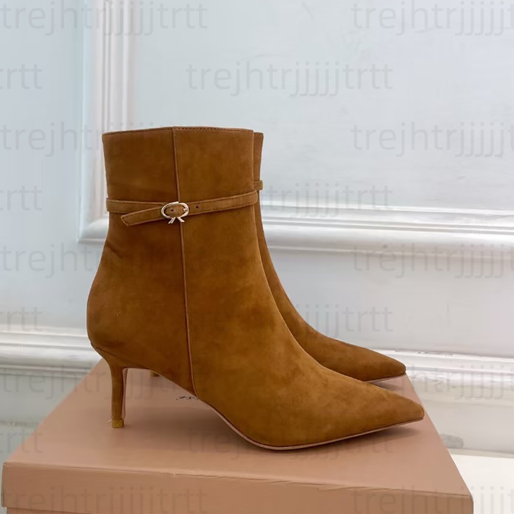 Luxury Designer High Heel Ankle Boots Genuine Leather Pointed Toes Side zipper Stiletto Heel women's short boots High-heeled Fashion Boots Factory footwear