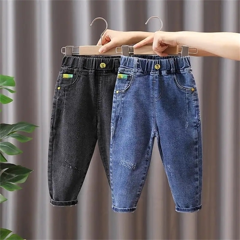 Jeans Autumn Winter Boys Trousers Children's Plush Thick Jeans Children's Casual Pants Fashion Baby Pants 230406