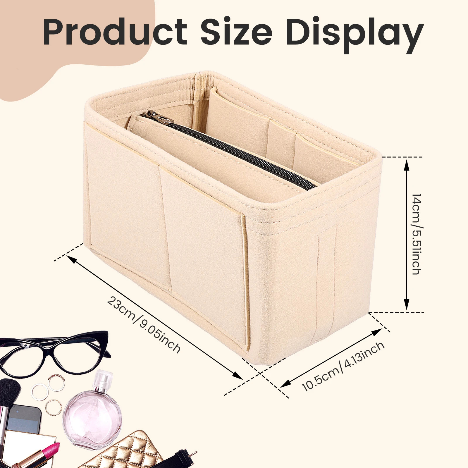 2 in 1 Felt Insert Bag Purse Organizer Insert Liner Travel Portable Makeup Bag Support Storage Bag for Most Handbag Tote 250930