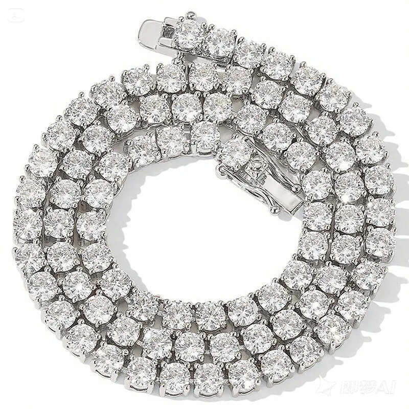 Chain For Women Plated Gold 5MM Wide 1 Row CZ Dia Tennis Bracelet Necklace Men Rapper Hip Hop Designer Jewelry Woman Luxe Christmas Gift