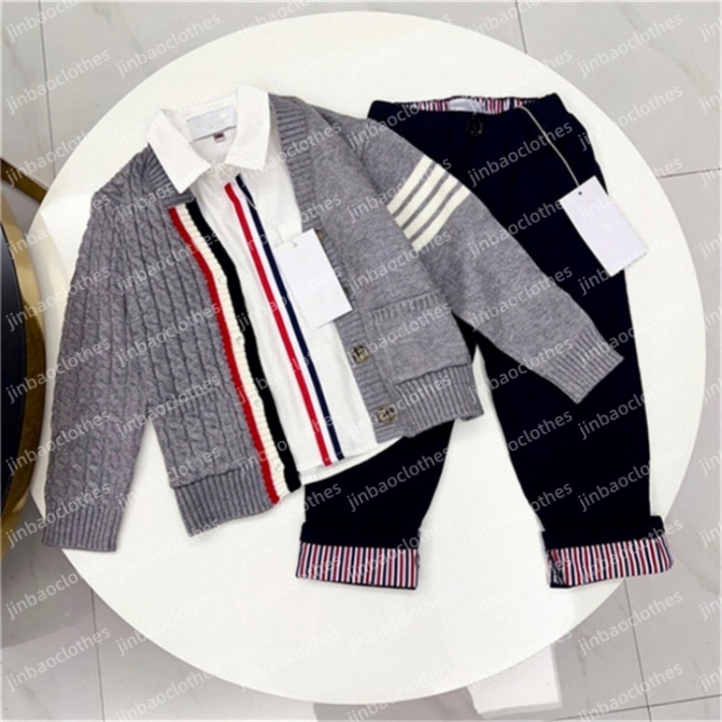 kids designer clothes Children's sweater set top baby winter T-shirt three piece suit girl boy coat clothe luxury New child Sweater coats sets Size 90cm-150cm ST532