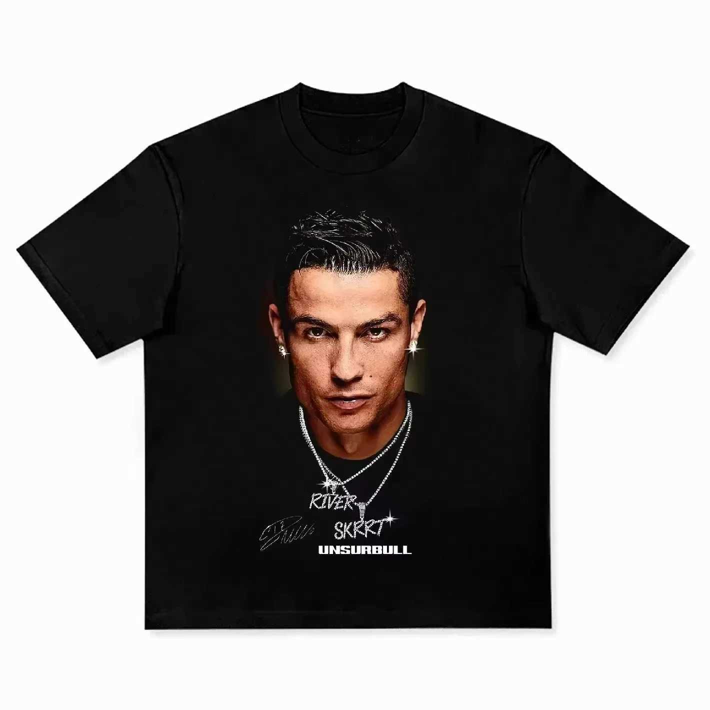 Mens Tshirt Cristiano Ronaldo ftbol superestrella Super moda impresa camiseta hombres desgastado algodn Mens TshirtXJ250929