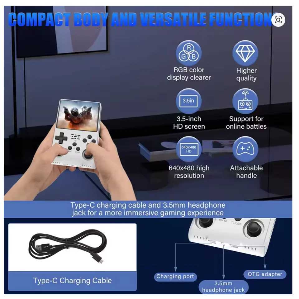 R40s Pro Handheld Retro Gaming Console 35Inch Screen Pocket Game Player 256GB Builtin 30000 Retro Games for Xmas gift Z250928