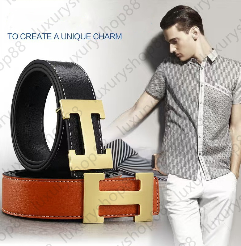 Designer belt men designers belts classic fashion business casual belt wholesale man waistband women gold silver metal buckle leather width 3.8cm with box