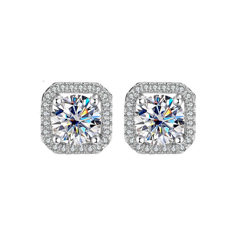 With Certificate Pass Diamond Tester VVS1 D Color Moissanite Earrings Snowflake Square Bag Moissanite Ear Ring For Women Designer Jewelry Christmas Gift