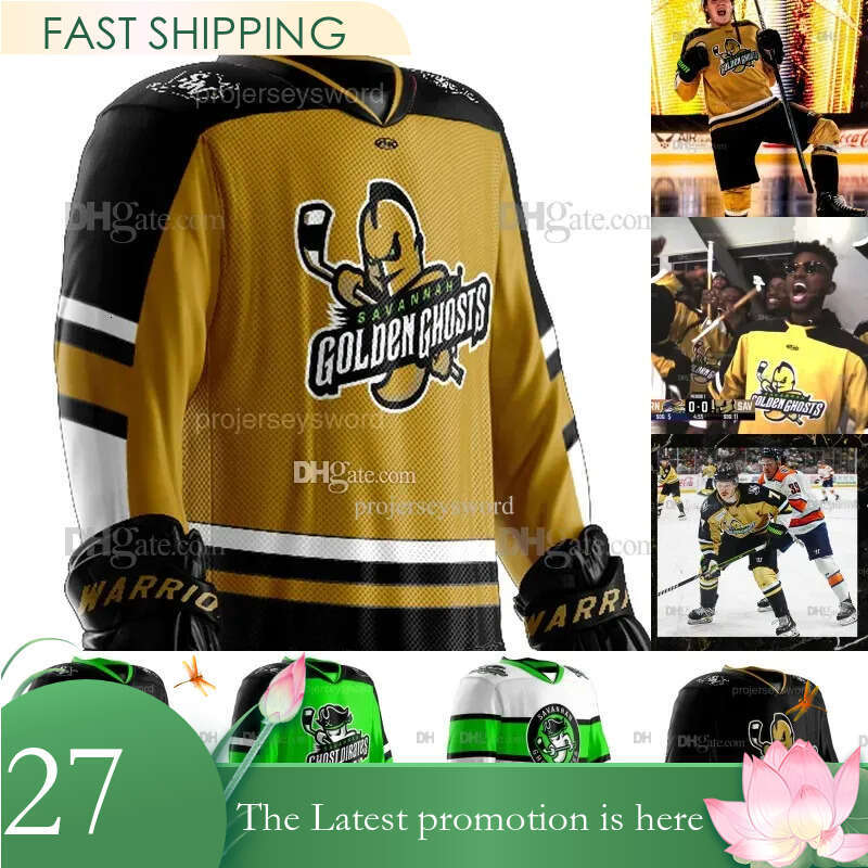 Golden Ghosts Jersey Brent Pedersen Matthew Boudens Vincent Marleau Jimmy Poreda Darian Skeoch Peter Tischke Savannah Ghost Pirates