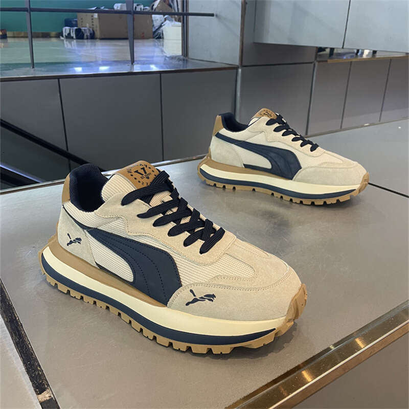 Men's 2025 Spring New Thick-Soled Mesh Breathable Lightweight Soft-Soled Fashion Dad Shoes Casual Sneakers ab