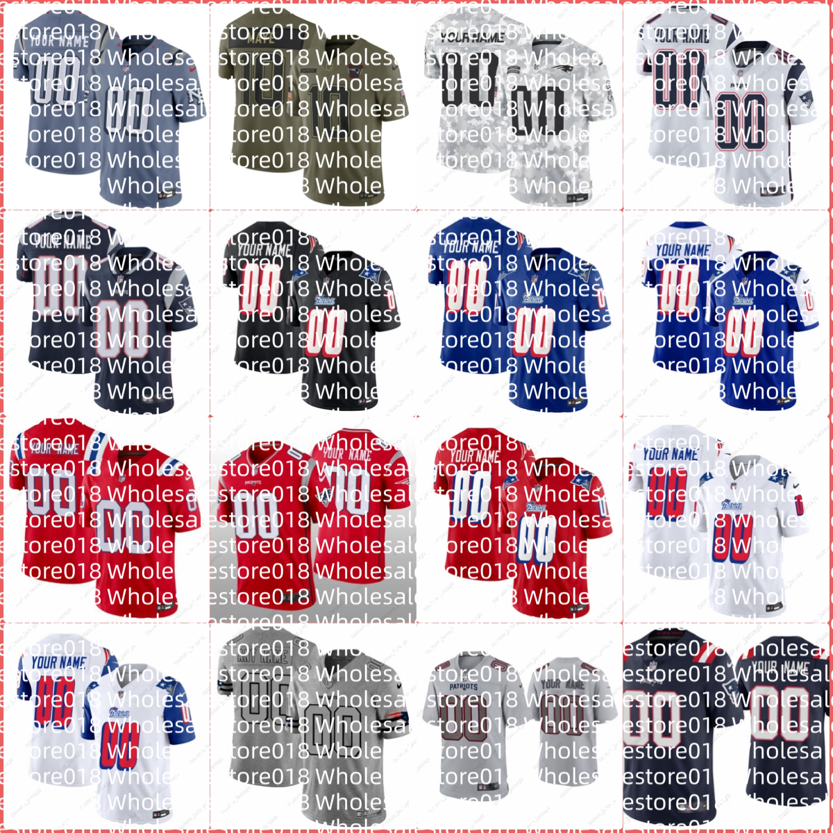 Tom Brady 10 Drake Maye Hunter Henry Antonio Gibson Austin Hooper K.J. Osborn Kyle Der 5 Jabrill Peppers Keion White Tyquan Thornton Patriots Football Jersey