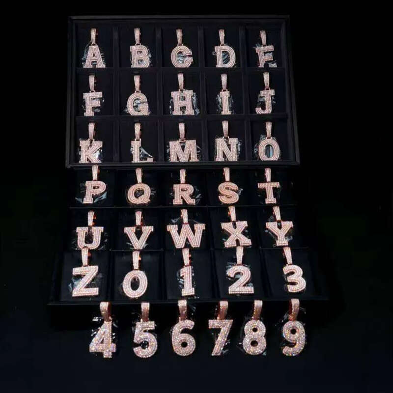 Personalized alphanumerical name pendant Sterling Sier Vvs Mosanite Guba chain hip-hop man necklace
