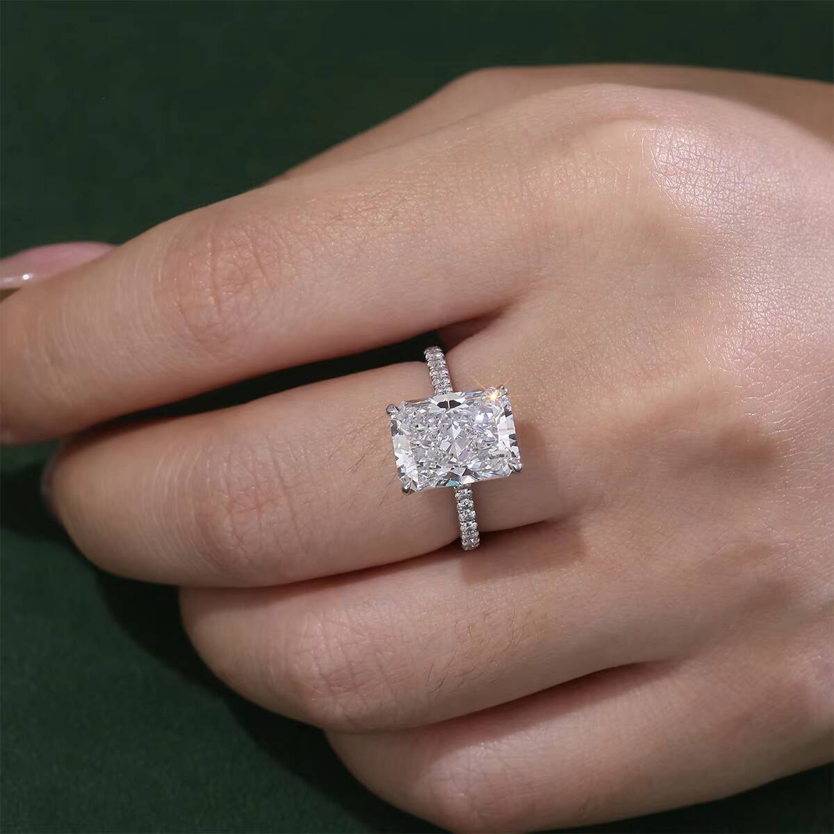 IGI 18K Solid Gold Wedding Jewelry Women Solitaire Radiant Cut 3ct LAB GROWN Diamond Engagement Ring