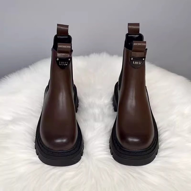 Free shipping Simple thick soled Martin boots chimney boots women's autumn winter Chelsea boots casual and plush slim boots short boots HOT