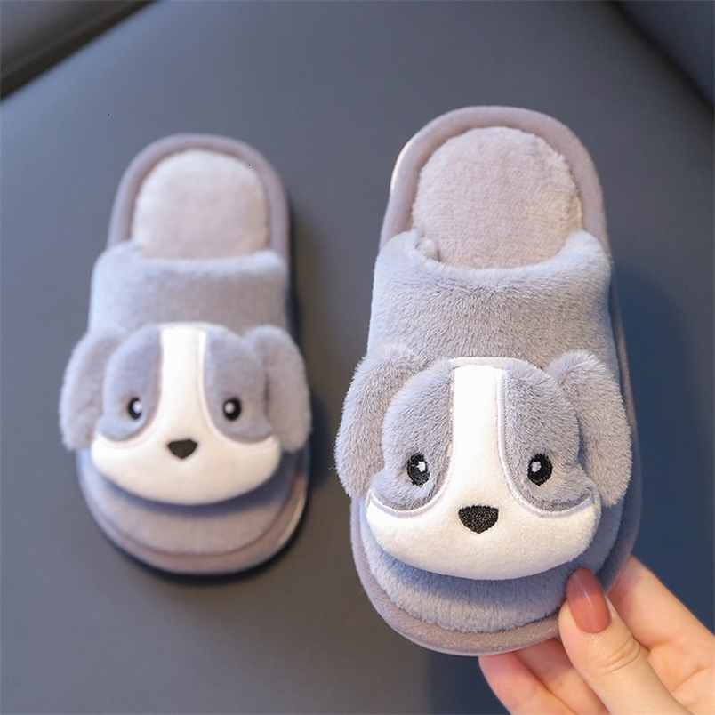 Slipper Baby Winter Slippers Girls Cartoon Dog Non-slip Soft Bottom Toddler Shoes Children Warm Velvet Slipper Kids Home Slippers 230301