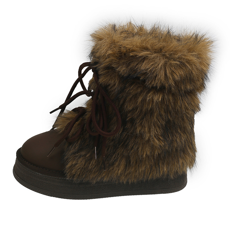 Designer shoes hot free shipping Fashionable and trendy snow boots with thickened fleece and increased height women's new winter warm cotton boot