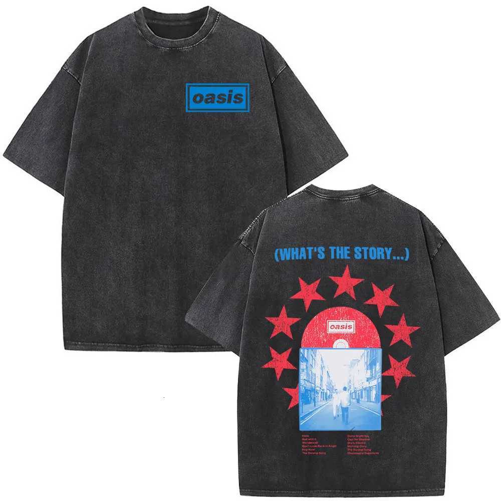 Rock Band OOasis Live 25 Tour Dont Look Back in Anger T Shirt Men Women Vintage Washed Oversized Cotton Short Sleeve TshirtsXJ250929