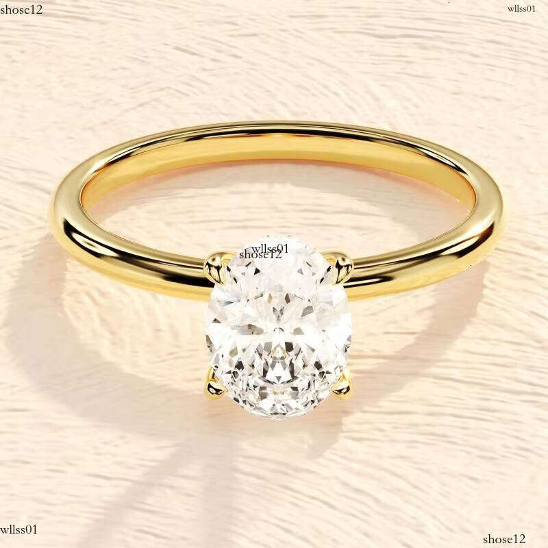 Certificate 10k 14k Real Gold Silicon Single Wedding Engagement Ring Set Women's Jewelry AU750
