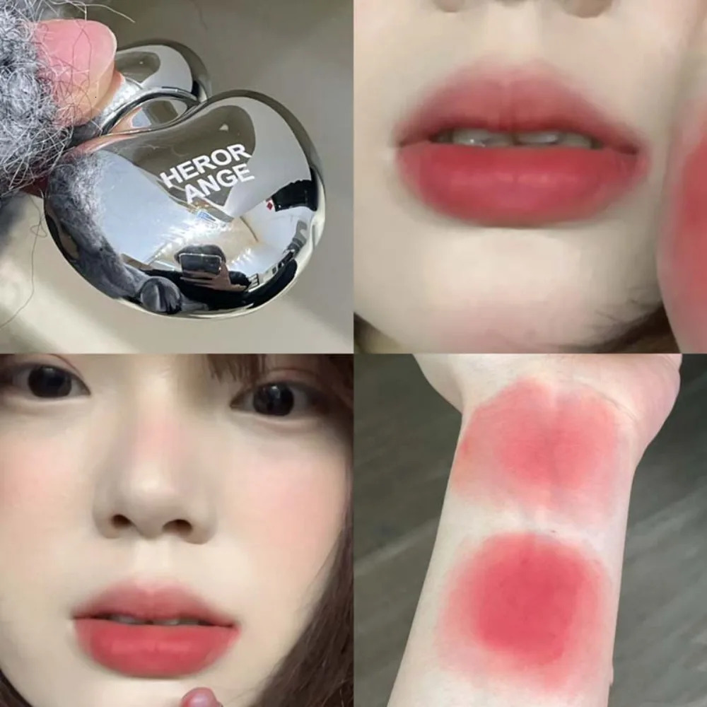 Peach Heart Silky Matte LipglossBlush Lowsaturation Gray Pink Liquid Lipstick Waterproof NonStick Cup No Fade Lip Tint Makeup 250930