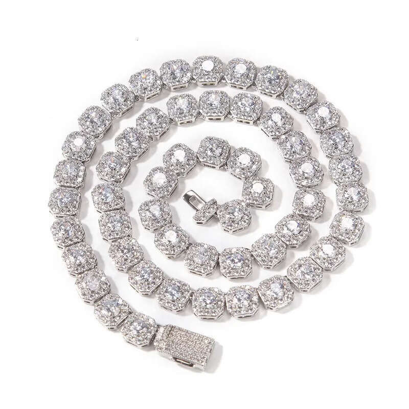 Necklace bracelet Moissanite Dia Custom Vvs Cuban k S Sier 8mm 12mm Large Tennis Chain Solid Back Hiphop