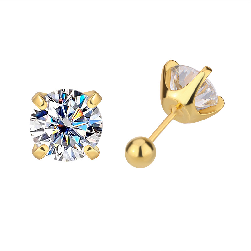 VVS1 D Color Moissanite Earrings Designer For Women With Certificate Solid 925 Sterling Silver Plated Gold 4 Prong Diamond Ear ring Jewelry Woman Christmas Gift