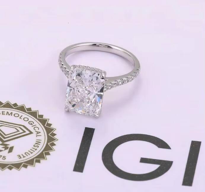 IGI 18K Solid Gold Wedding Jewelry Women Solitaire Radiant Cut 3ct LAB GROWN Diamond Engagement Ring