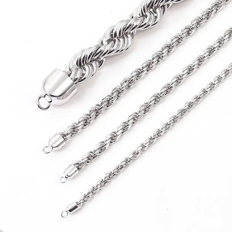 Hip Hop 925 Sterling Silver Pendant Necklace Wide Twisted Rope Chain for Wedding Gift Engagement Singapore Design