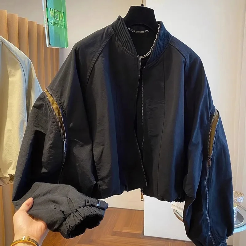 Women Jacket Vintage Coat Autumn Female Casual Loose Oversized Zipper Outdoor Jackets Ladies Neutral Outerwear BF Style 250929