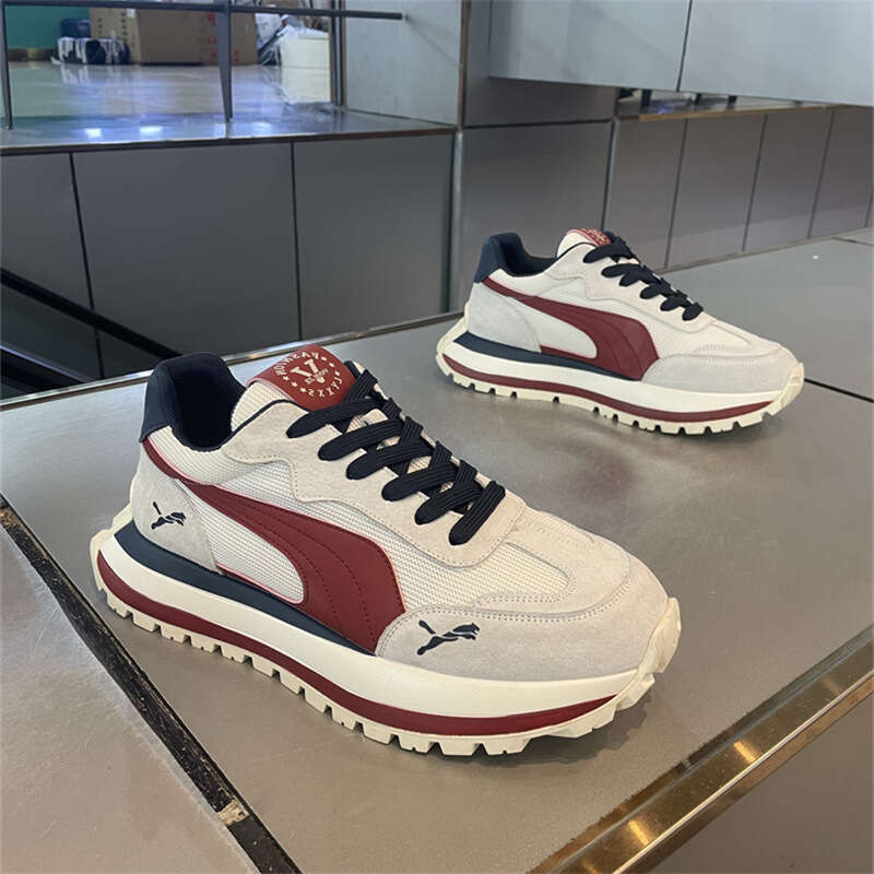 Men's 2025 Spring New Thick-Soled Mesh Breathable Lightweight Soft-Soled Fashion Dad Shoes Casual Sneakers ab