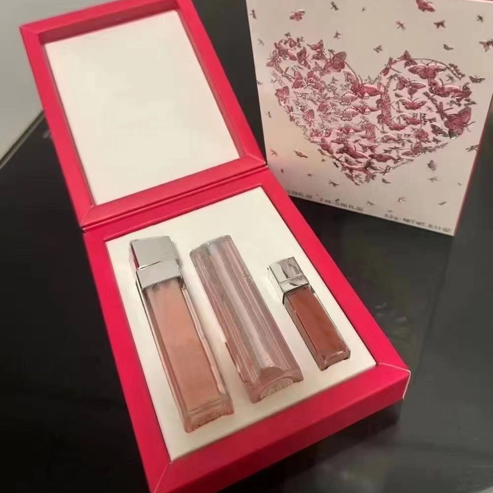 New Version Top Quality Pink Lip Care 3pcs/set Color Change Lipstick 001 Lip Plumping Gloss 001 Pink Packing Moisturizing Lip Balm Hydrating Lips Skin Care